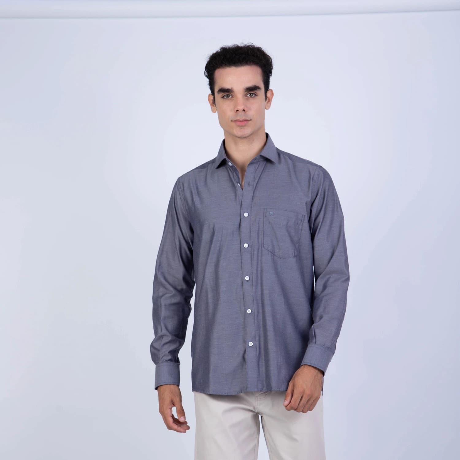 Camisa ML de Vestir Sport Etiqueta Azul con cuello frances PC-6104CA vista 2