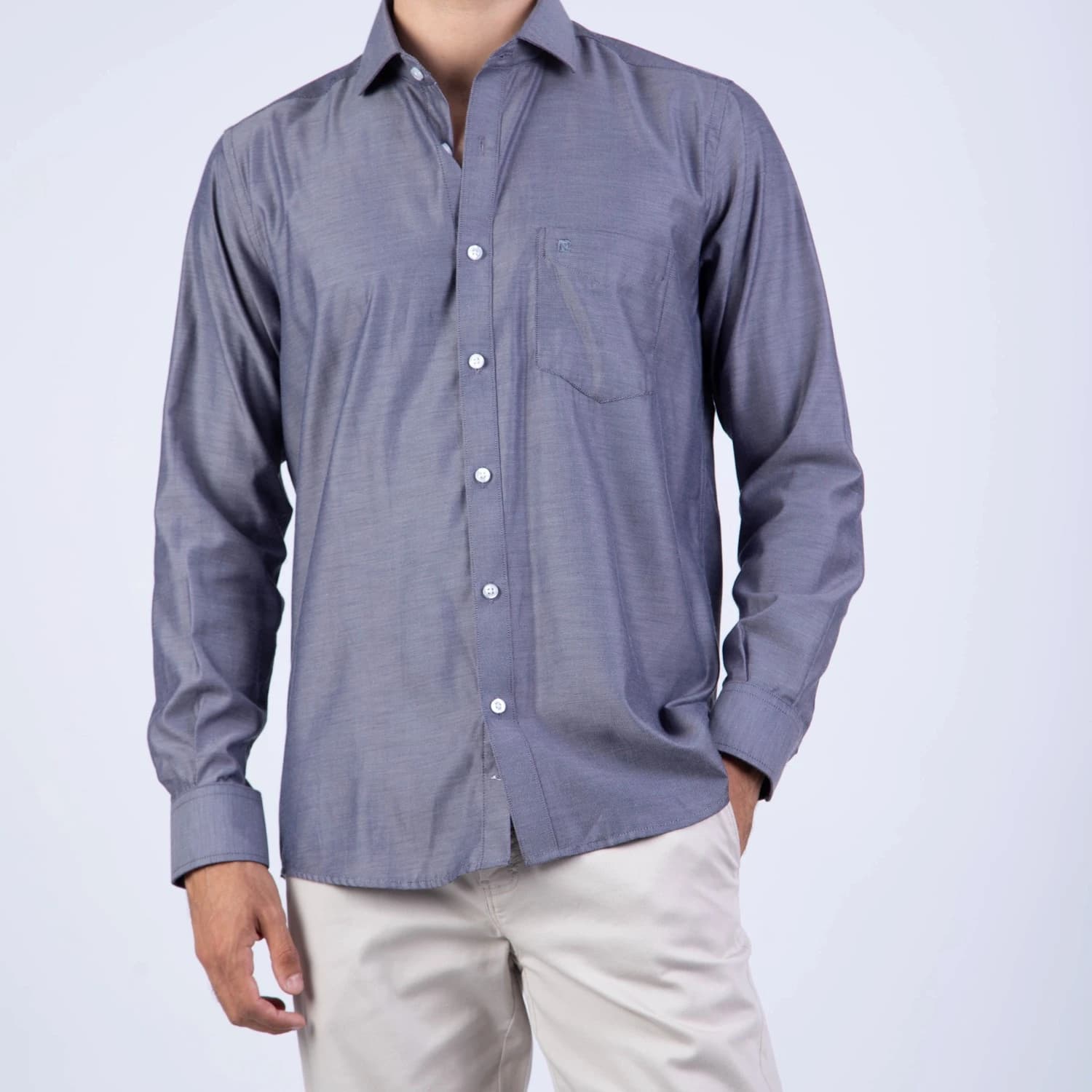 Camisa ML de Vestir Sport Etiqueta Azul con cuello frances PC-6104CA vista 3