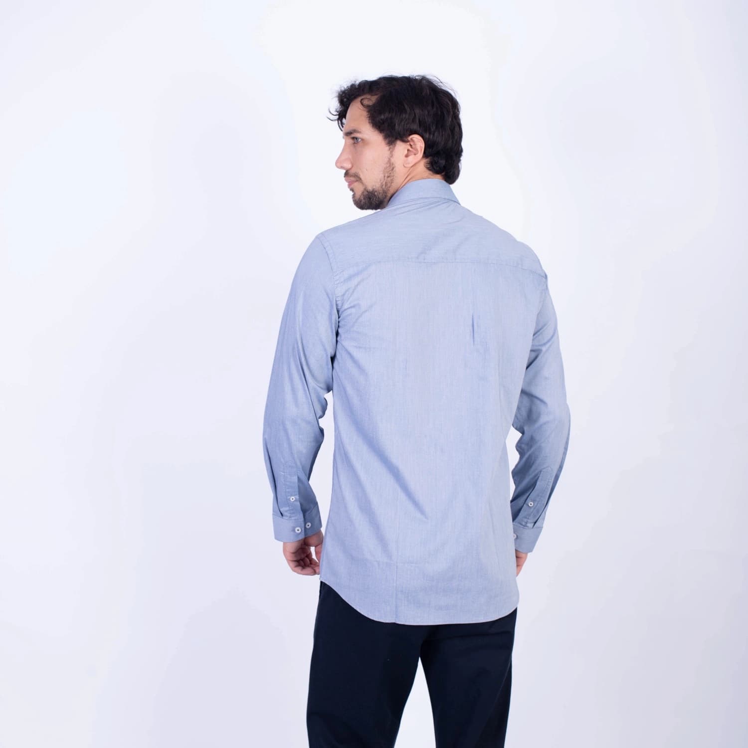 Camisa ML Popelina Etiqueta Azul con diseño frances PC-62650CA vista 2