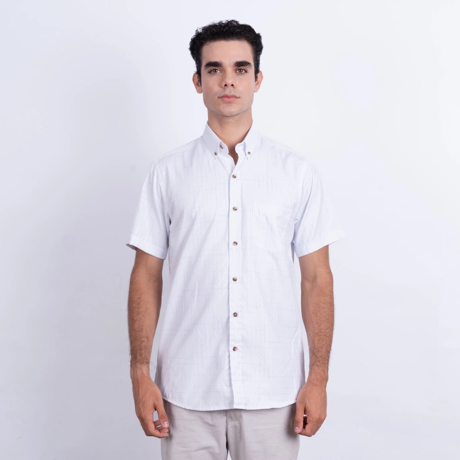 Camisa MC Etiqueta Linen Collection con diseño Francés PC-62434CA