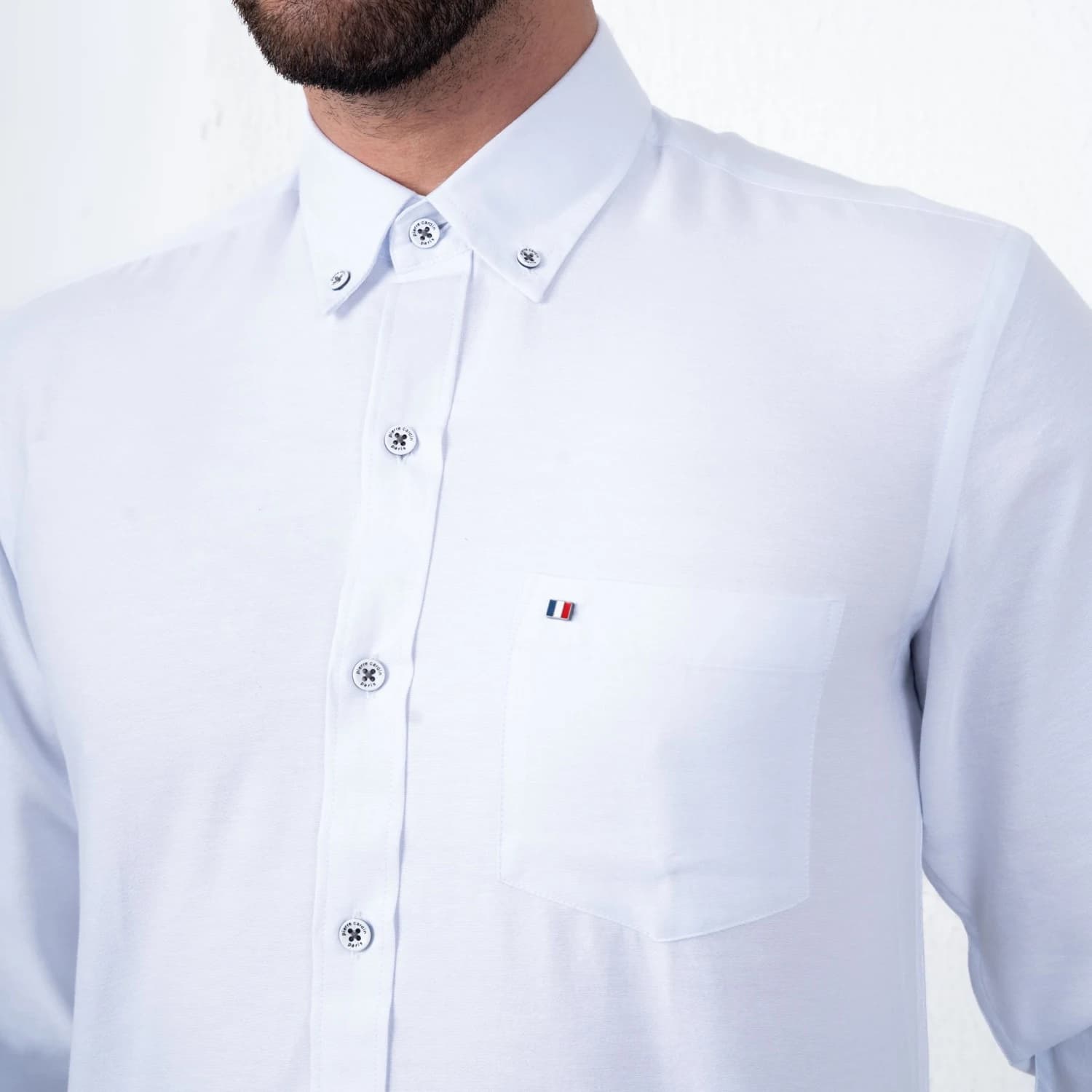 Camisa Oxford ML Color Entero Etiqueta Azul PC-62607CA vista 2