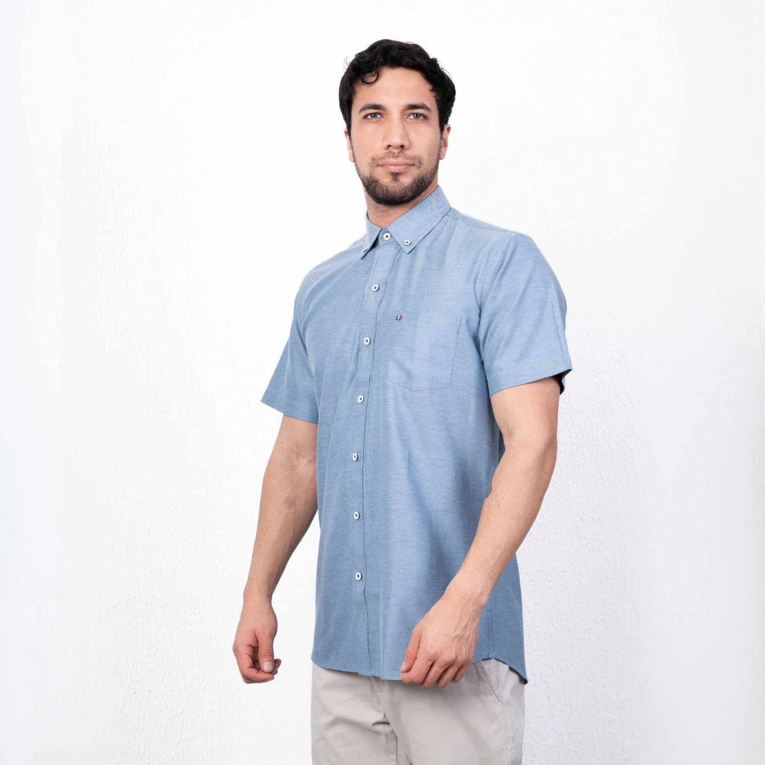 Camisa Oxford MC Etiqueta Azul con diseño Francés PC-62606CA