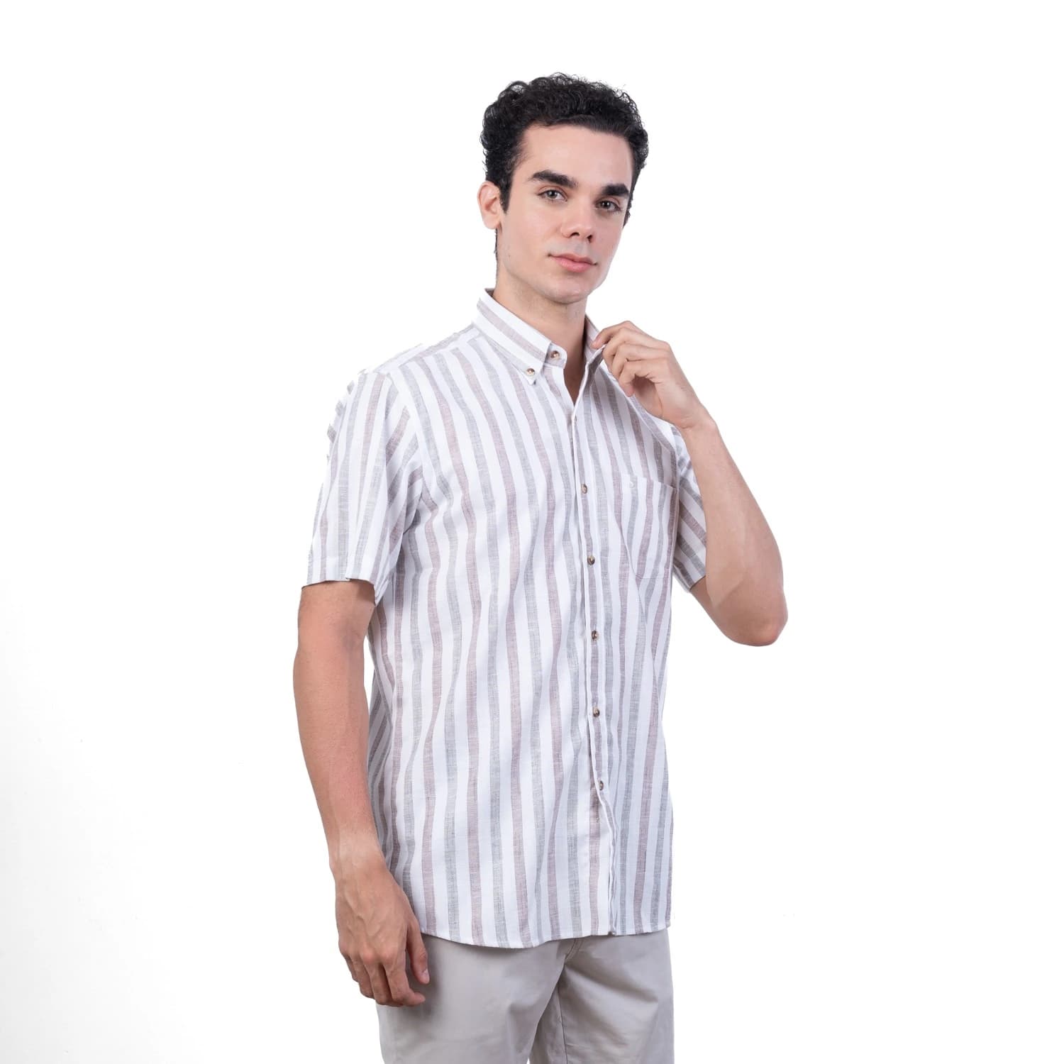 Camisa MC Etiqueta Linen Collection con diseño Francés PC-62420CA vista 2