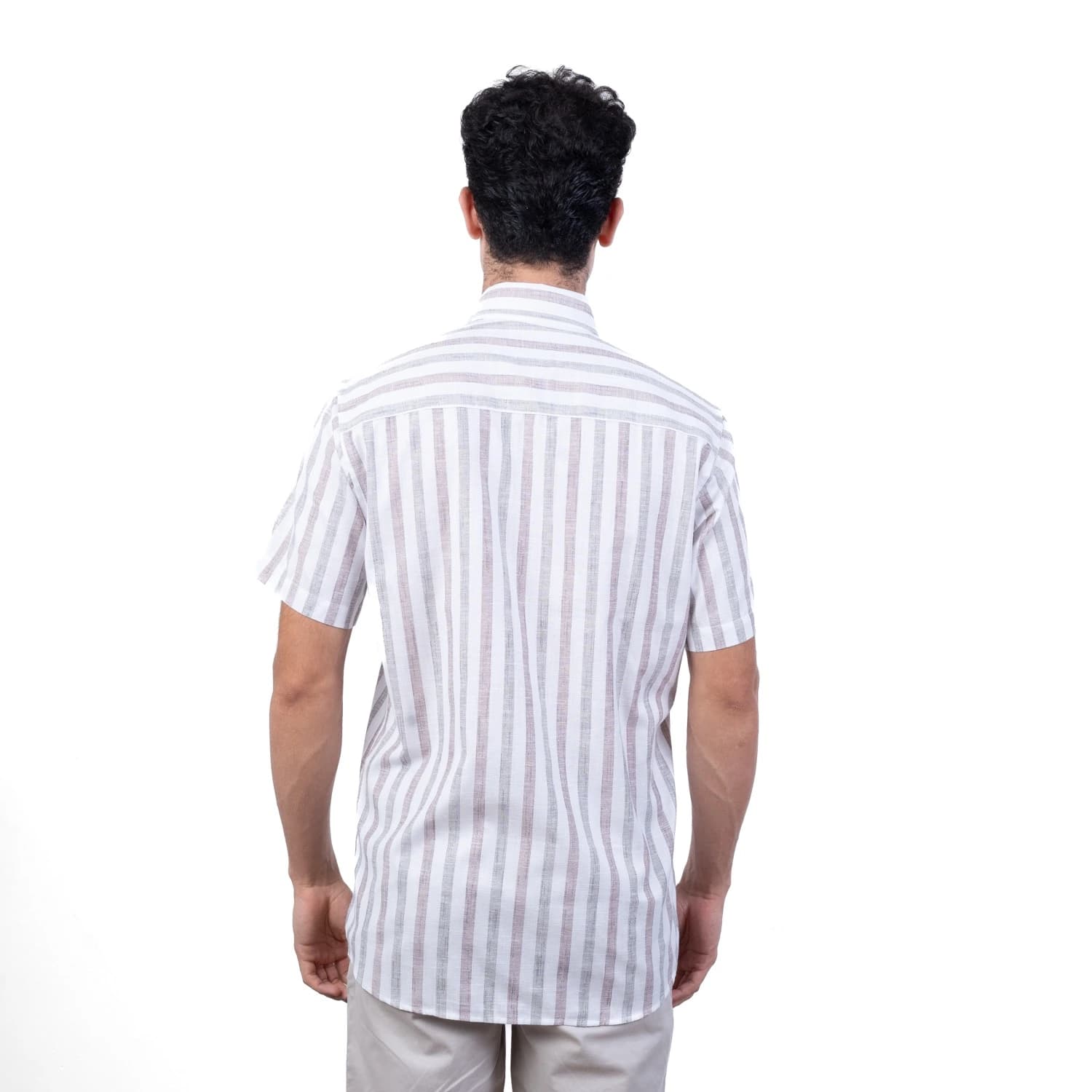 Camisa MC Etiqueta Linen Collection con diseño Francés PC-62420CA vista 3