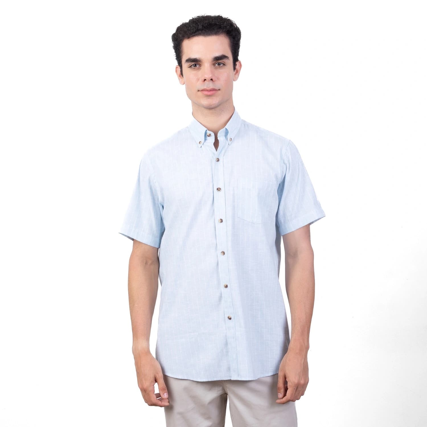 Camisa MC Etiqueta Linen Collection con diseño Francés PC-62412CA