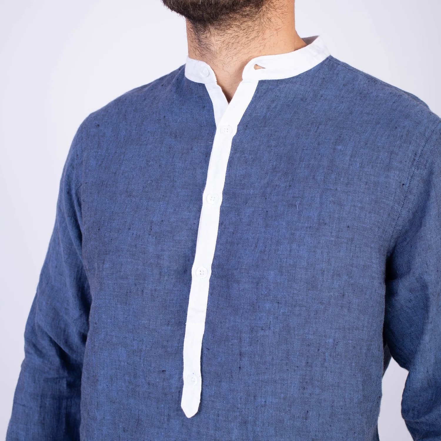 Camisa ML Sport con Cuello Redondo Etiqueta Puro Lino Italy  PC-63812CAA vista 2