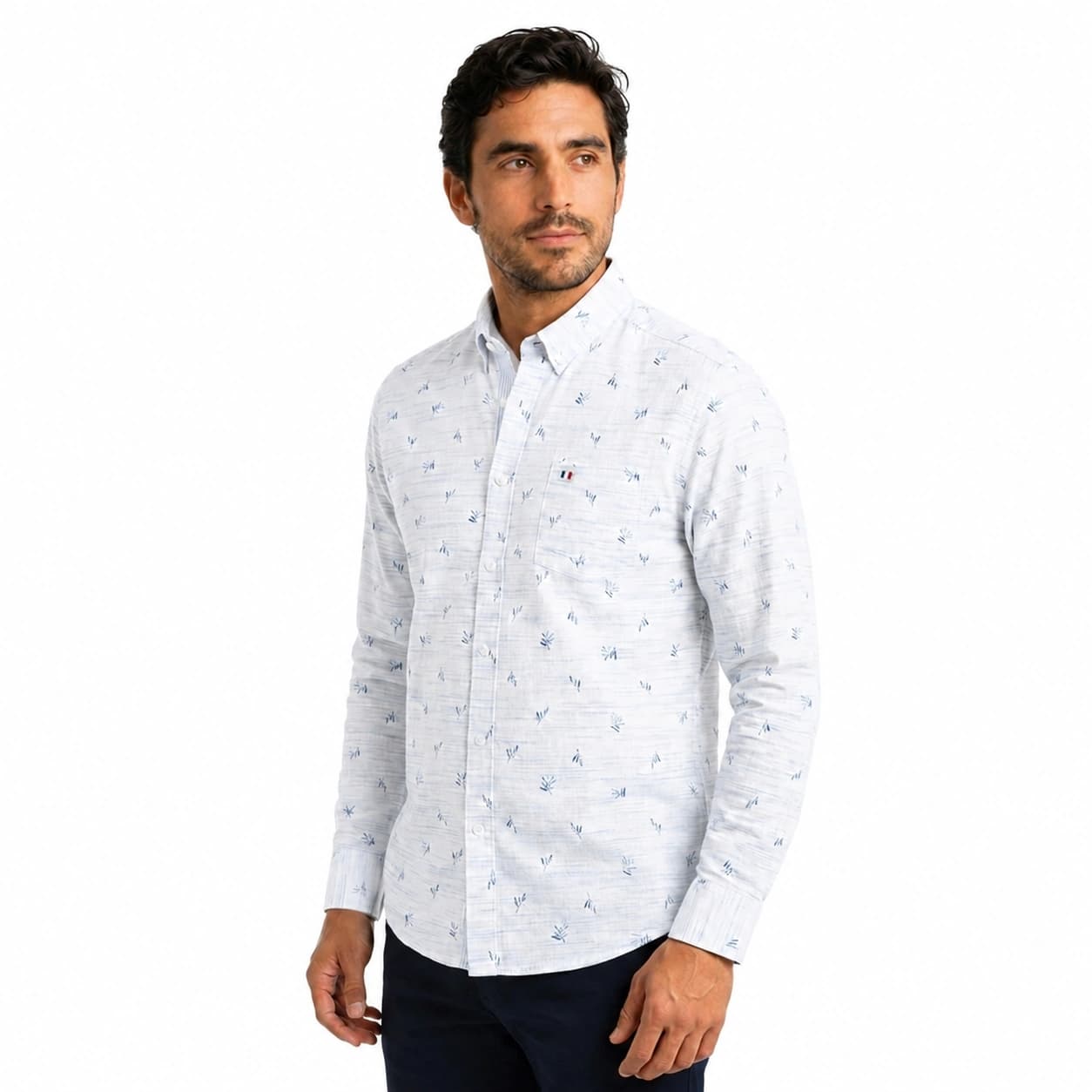Camisa ML Estampada Etiqueta Azul con diseño Francés PC-63614CA vista 2