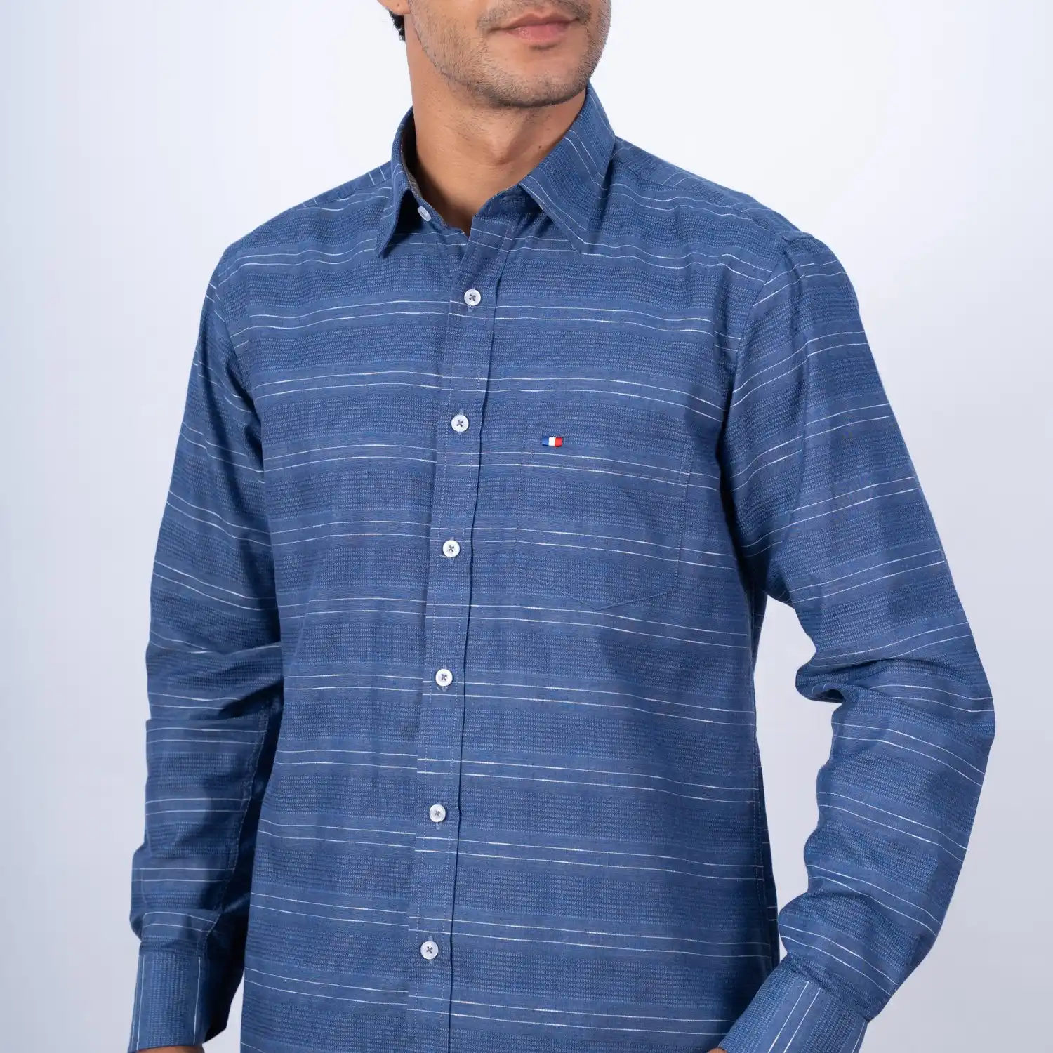 Camisa ML Etiqueta Azul con diseño Francés PC-63618CA vista 3