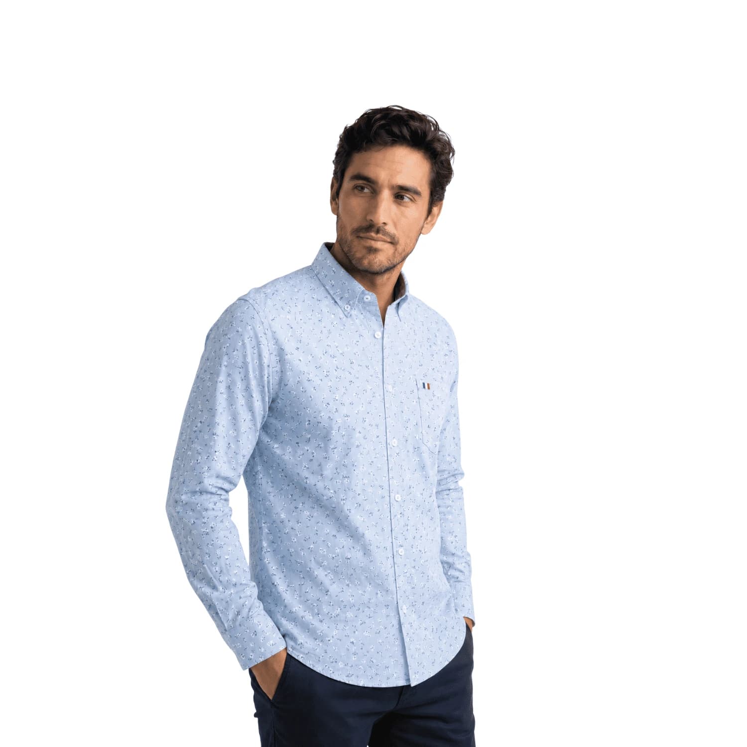 Camisa ML Estampada Etiqueta Azul con diseño Francés PC-63622CA vista 3