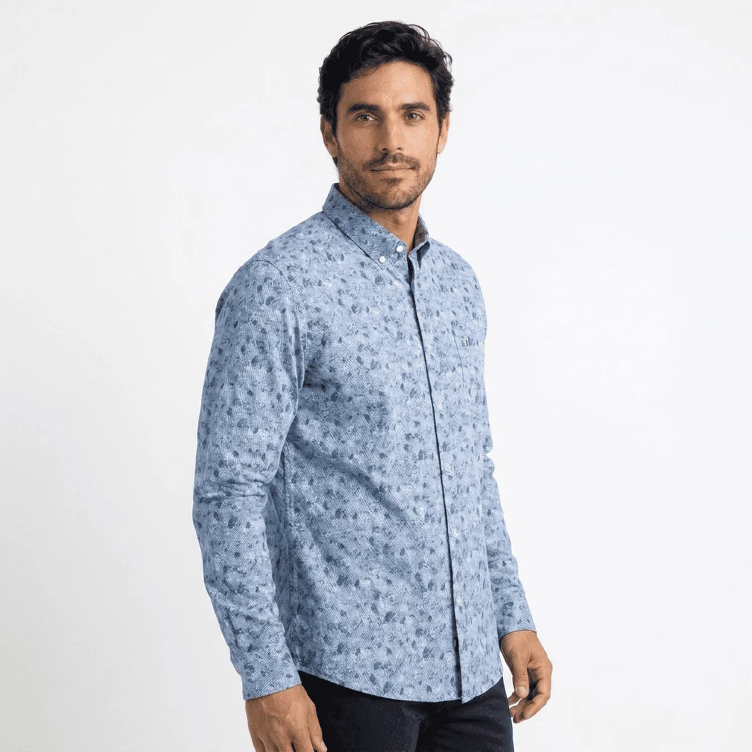 Camisa ML Estampada Etiqueta Azul con diseño Francés PC-63624CA vista 2