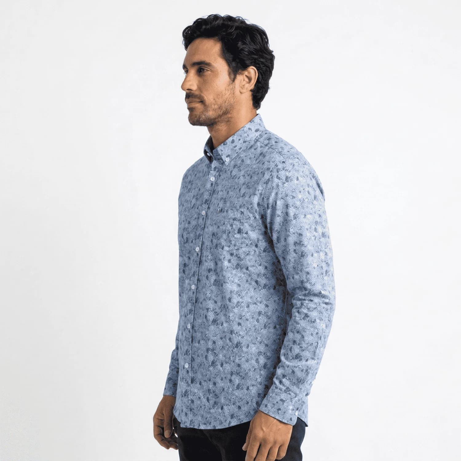 Camisa ML Estampada Etiqueta Azul con diseño Francés PC-63624CA vista 3