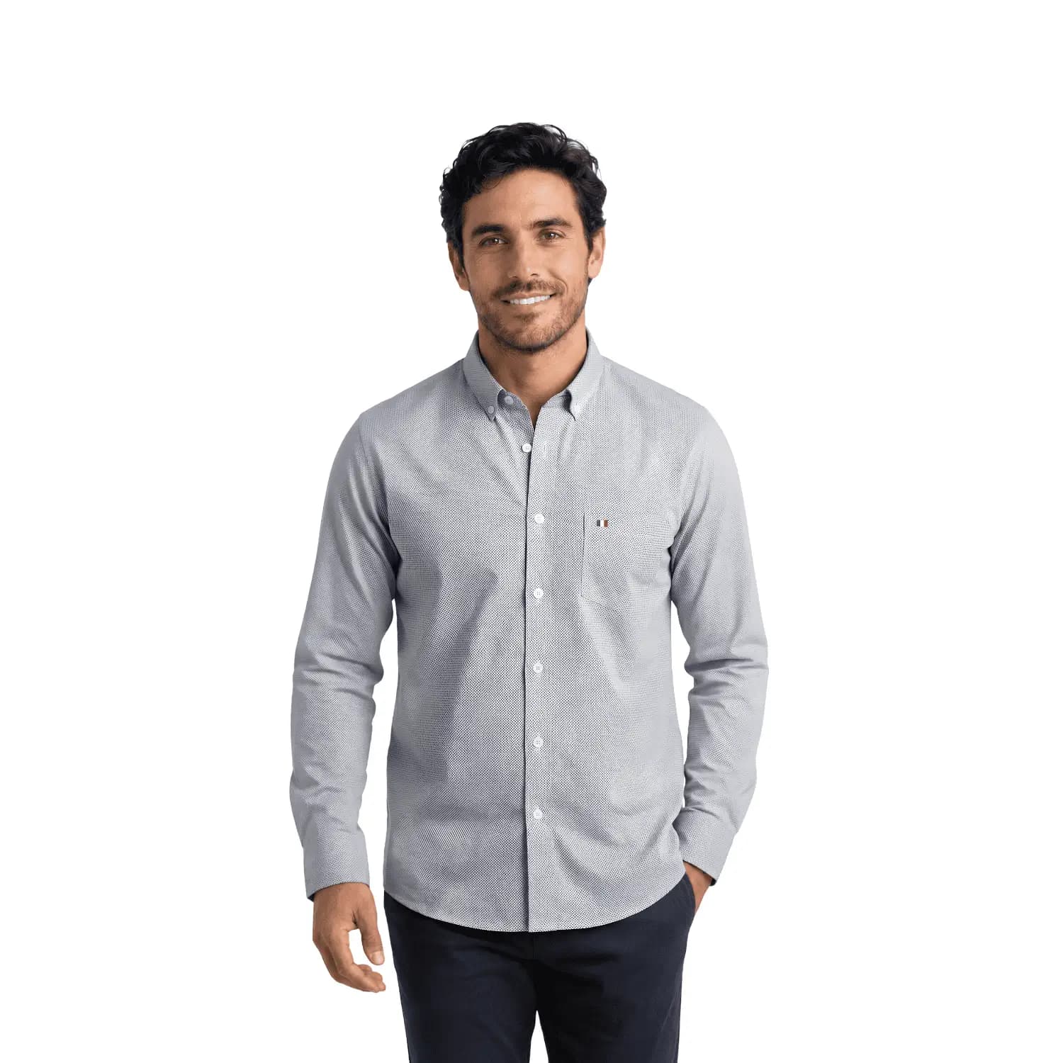 Camisa ML Etiqueta Azul con diseño Francés PC-63628CA