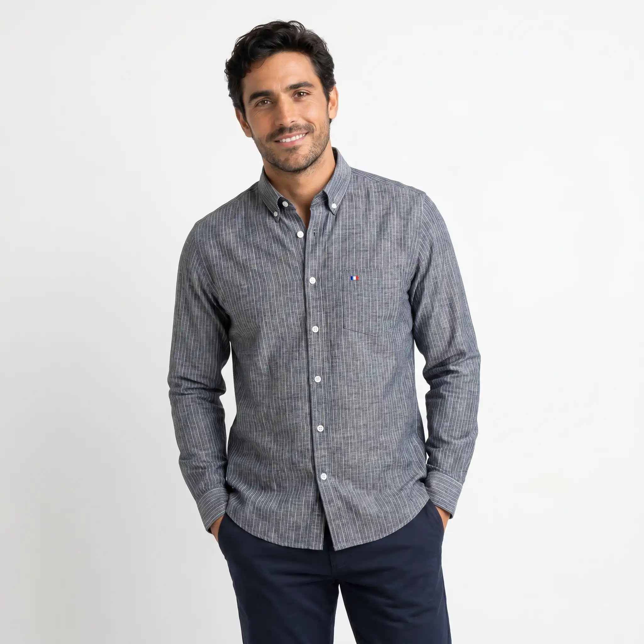 Camisa ML Etiqueta Azul PC-63619CA vista 3
