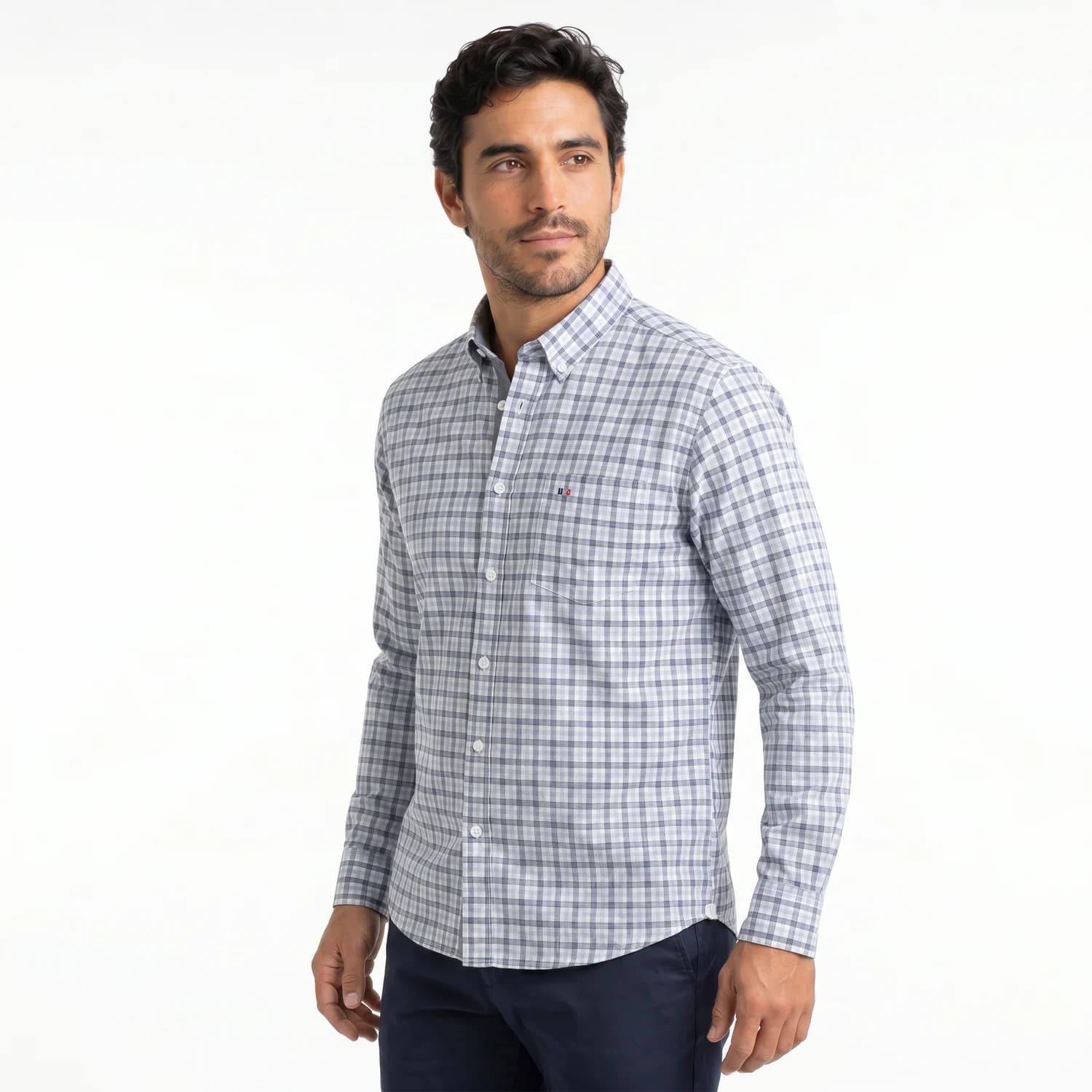 Camisa ML Etiqueta Azul con diseño Francés PC-63620CA