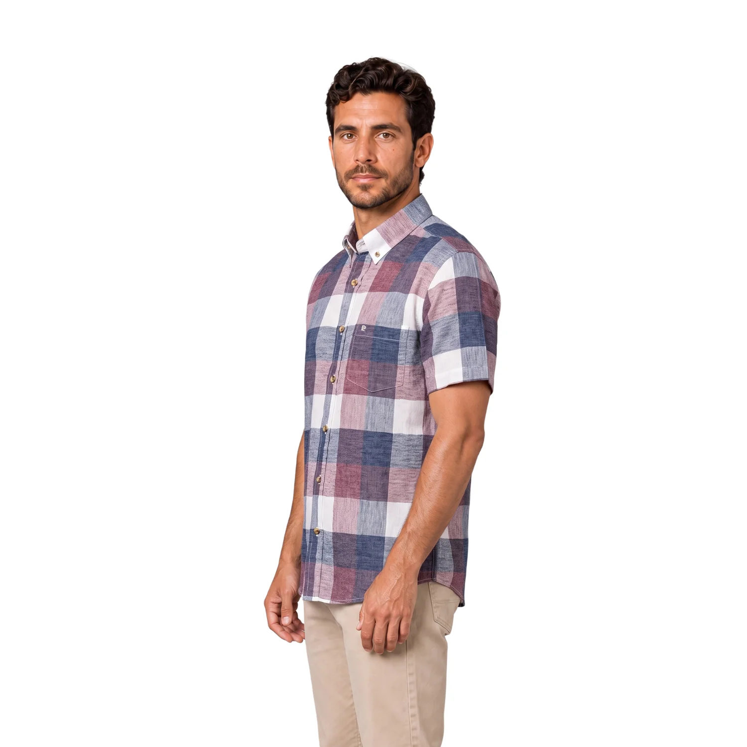 Camisa manga corta Etiqueta Linen Collection con diseño Francés vista 3