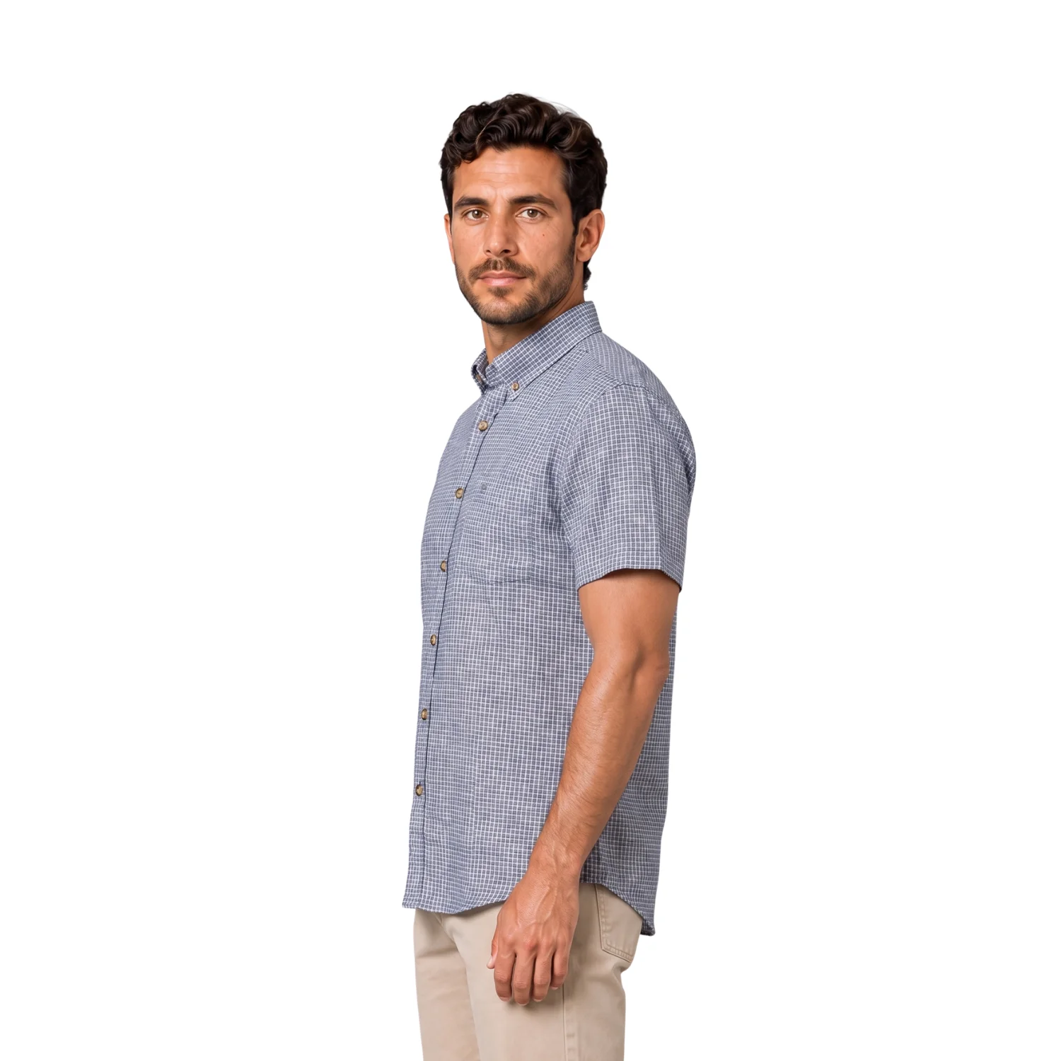 Camisa manga corta Etiqueta Linen Collection con diseño Francés vista 3