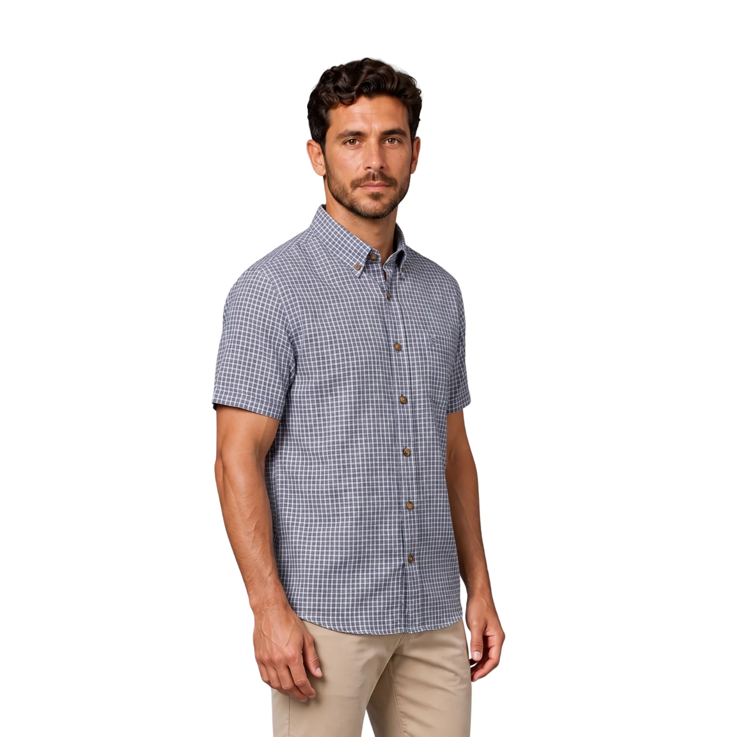 Camisa manga corta Etiqueta Linen Collection con diseño Francés vista 2