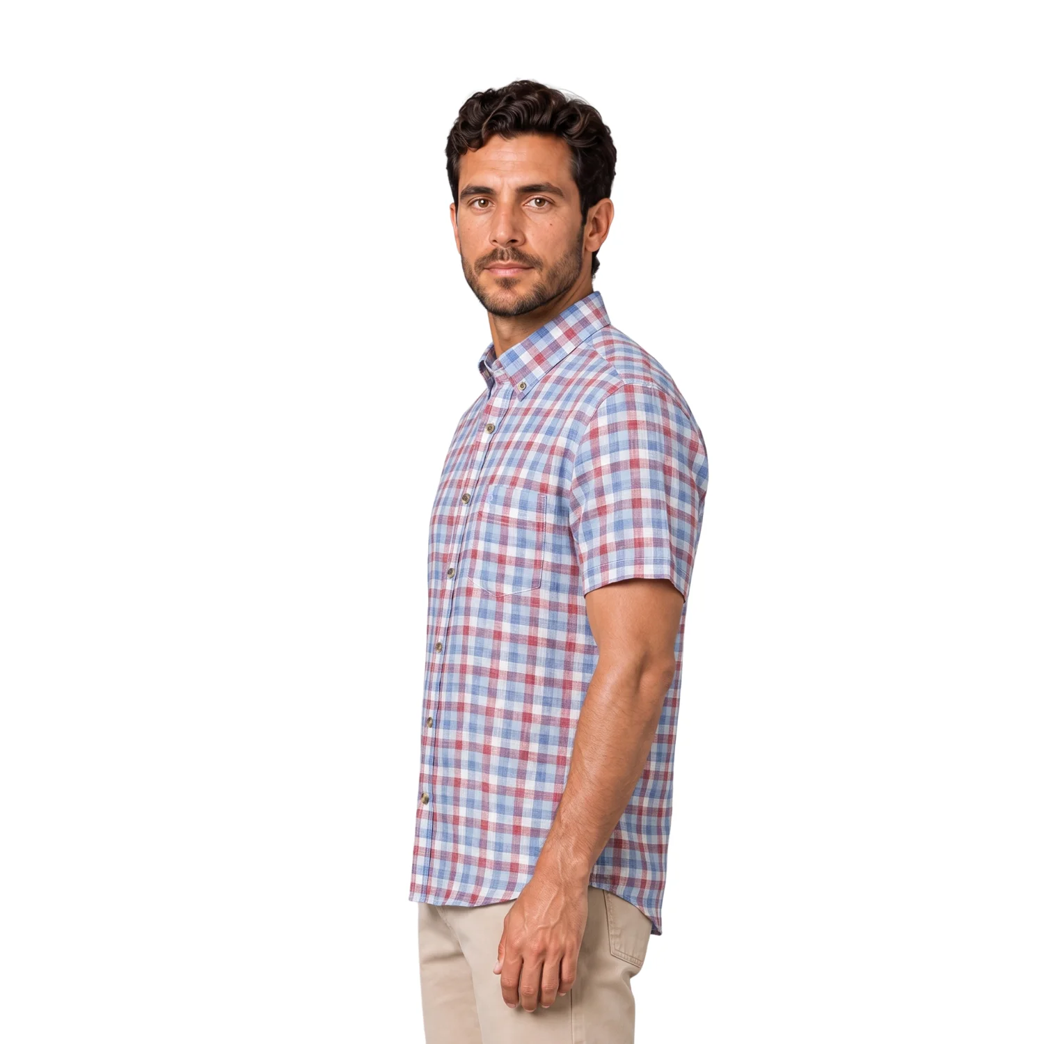 Camisa manga corta Etiqueta Linen Collection con diseño Francés vista 3