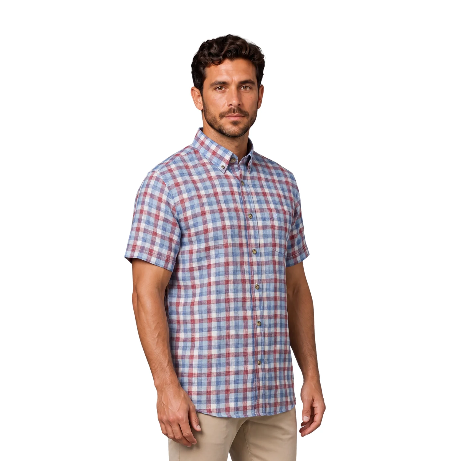 Camisa manga corta Etiqueta Linen Collection con diseño Francés vista 2