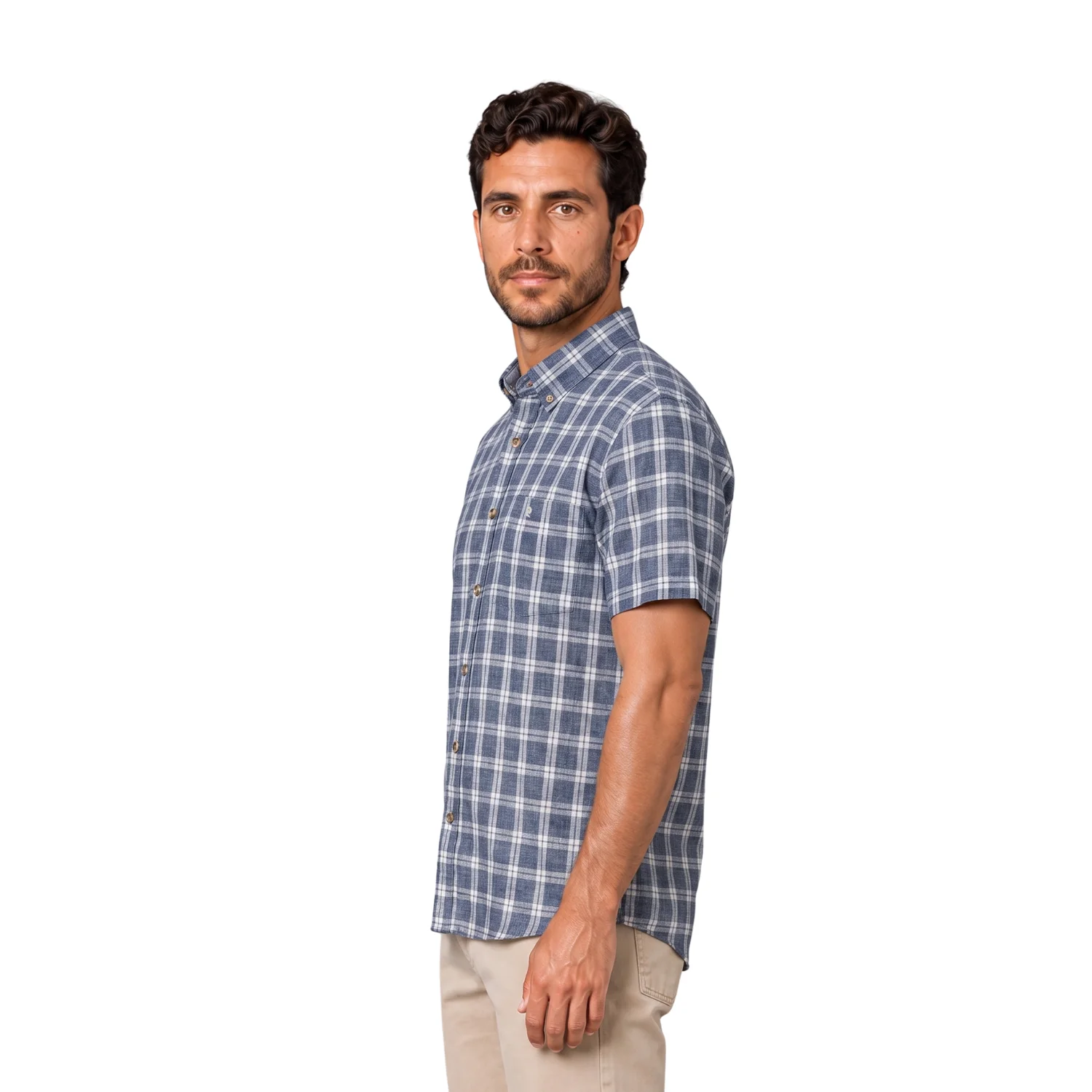Camisa manga corta Etiqueta Linen Collection con diseño Francés vista 3
