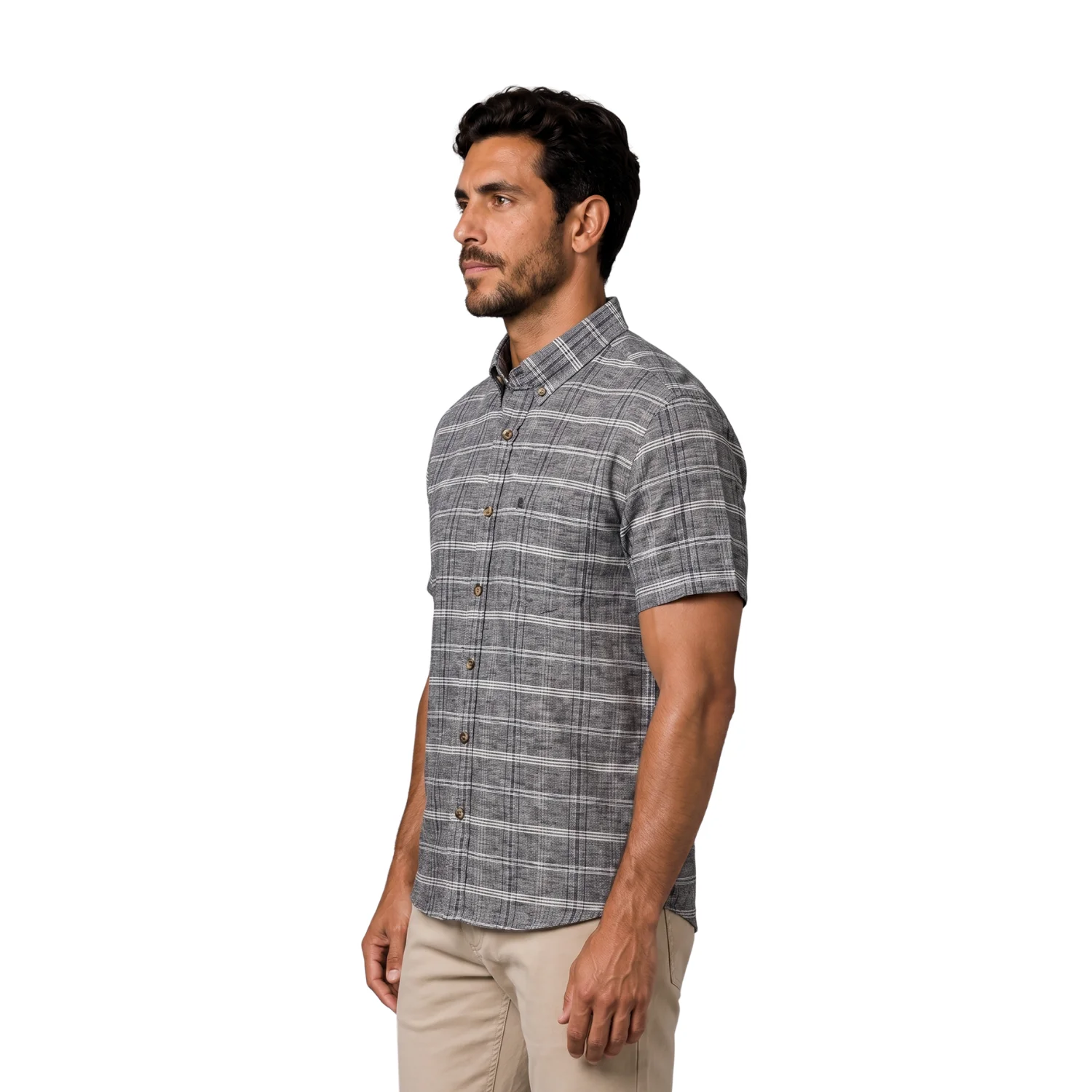 Camisa manga corta Etiqueta Linen Collection con diseño Francés vista 3