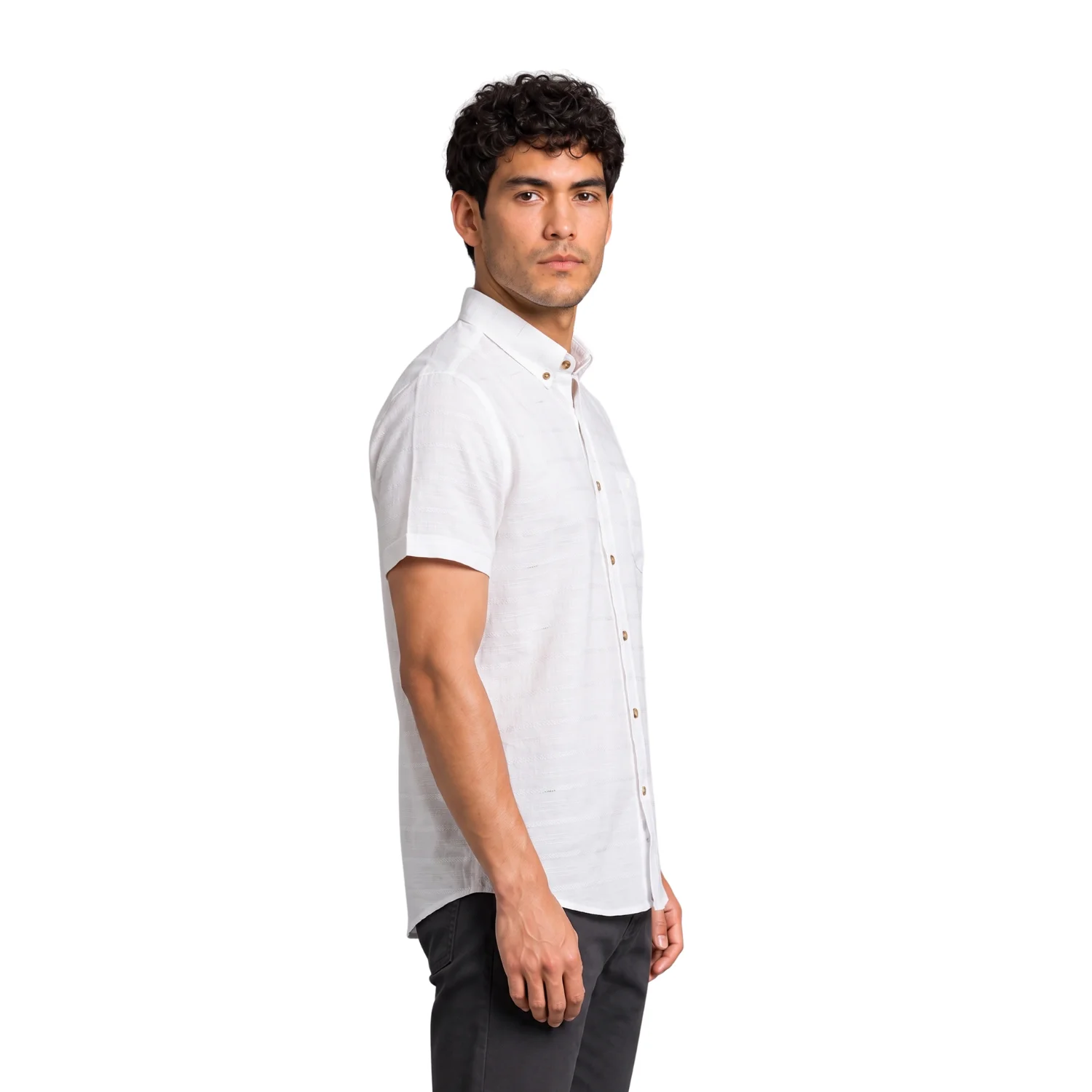 Camisa manga corta Etiqueta Linen Collection con diseño Francés vista 3