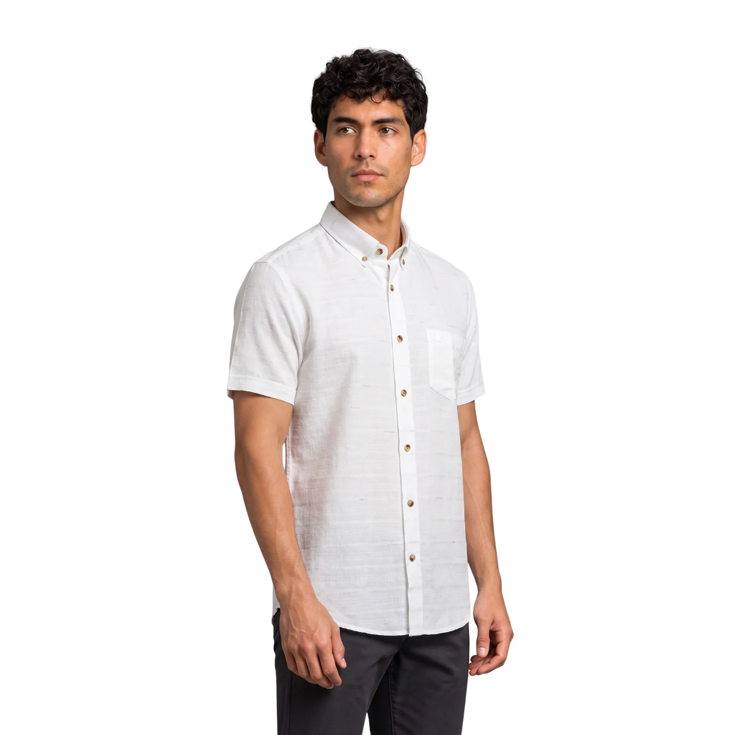 Camisa manga corta Etiqueta Linen Collection con diseño Francés vista 2