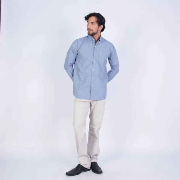 Camisa ML Color Entero ETQ AZUL con cuello frances PC-61600CA - Imagen 4