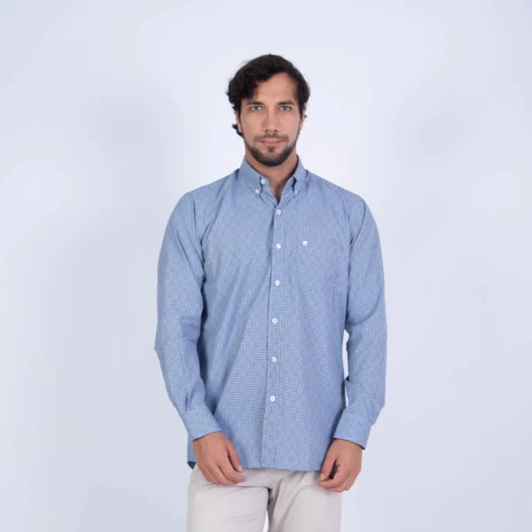 Camisa ML Color Entero ETQ AZUL con cuello frances PC-61600CA - Imagen 5