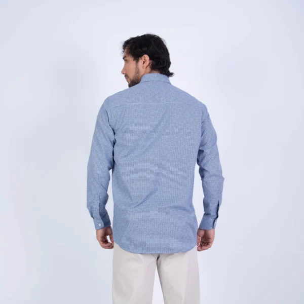 Camisa ML Color Entero ETQ AZUL con cuello frances PC-61600CA - Imagen 2