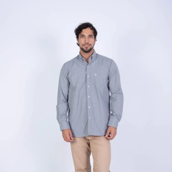 Camisa ML Color Entero ETQ AZUL con cuello frances PC-61600CA - Imagen 11