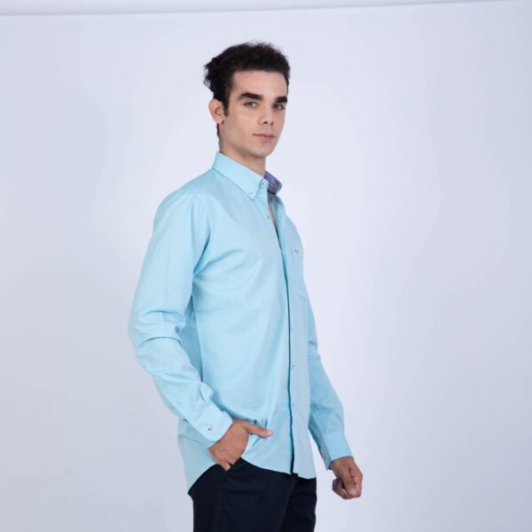 CAMISA ML SEERSUCKER ETQ AZUL PC-61622CA