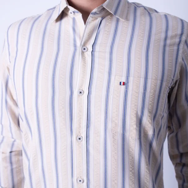 Camisa ML Seersucker Etiqueta Azul con diseño frances PC-62651CA - Imagen 3