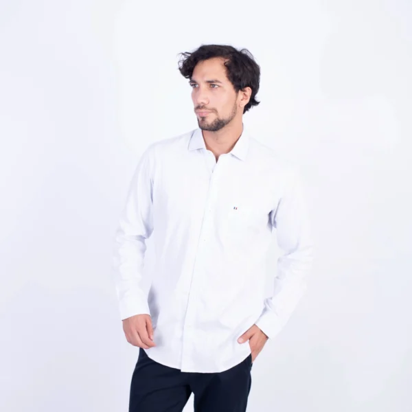 Camisa ML Dobby Etiqueta Azul con diseño frances PC-62653