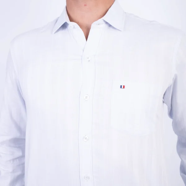 Camisa ML Dobby Etiqueta Azul con diseño frances PC-62653 - Imagen 2