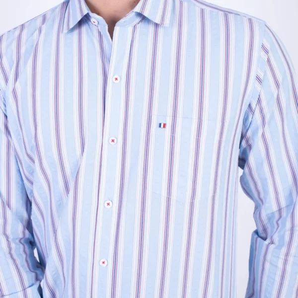 Camisa ML Seersucker Etiqueta Azul con diseño frances PC-62651CA - Imagen 2