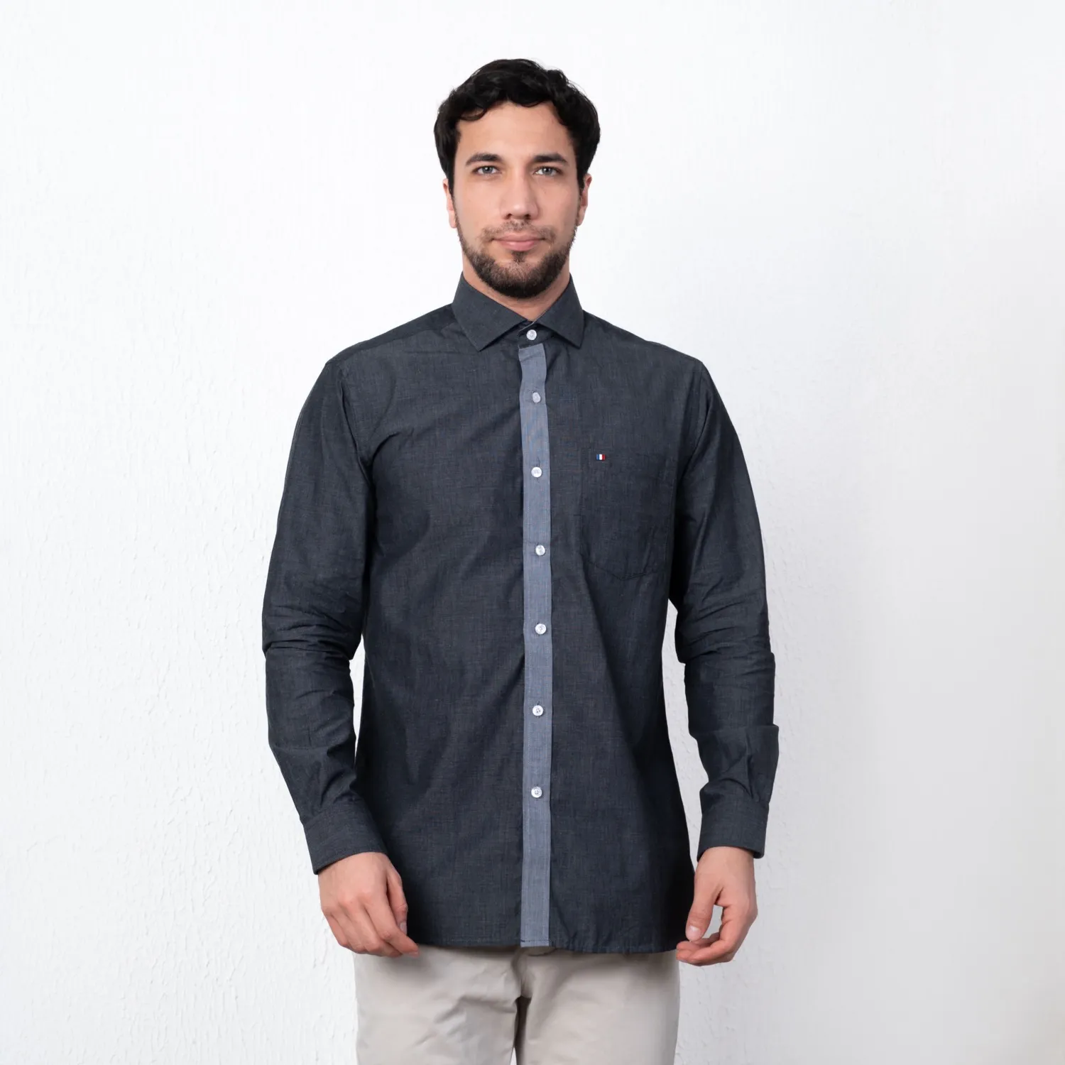 Camisa ML Color Entero Etiqueta Tessuto made in Italy con diseño Francés PC-63771CAA - Imagen 20