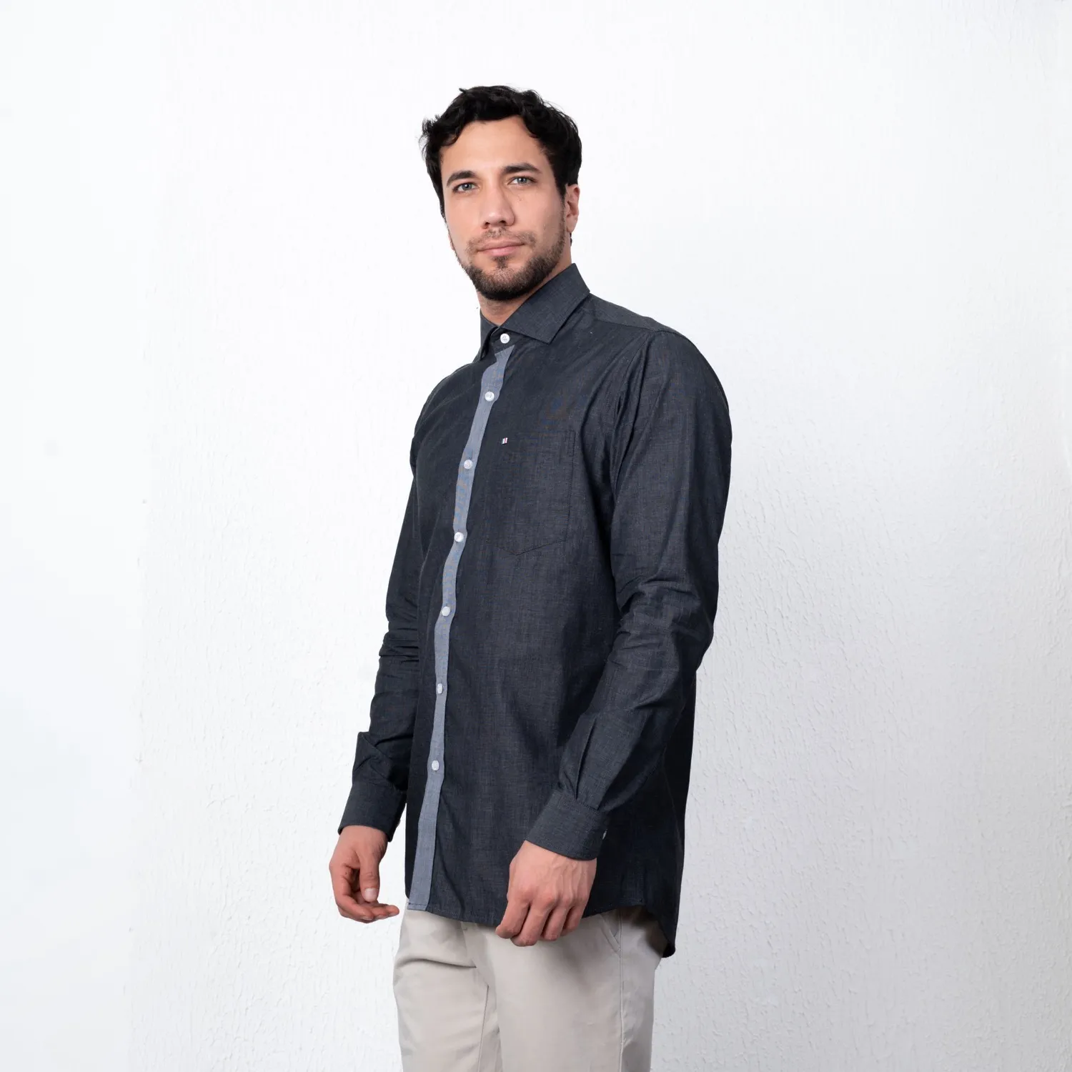 Camisa ML Color Entero Etiqueta Tessuto made in Italy con diseño Francés PC-63771CAA - Imagen 21