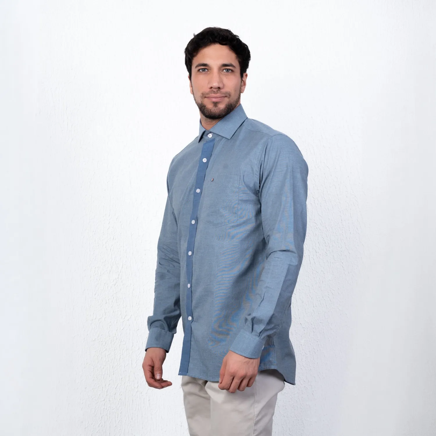 Camisa ML Color Entero Etiqueta Tessuto made in Italy con diseño Francés PC-63771CAA - Imagen 12