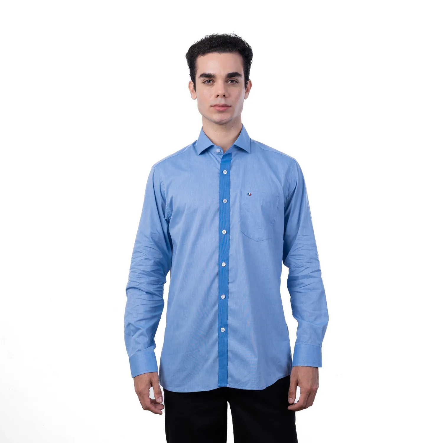 Camisa ML Color Entero Etiqueta Tessuto made in Italy con diseño Francés PC-63771CAA - Imagen 6