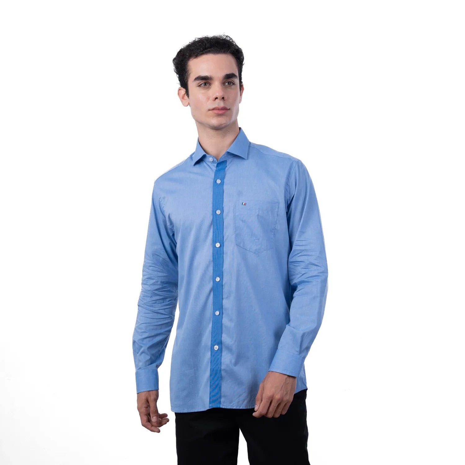 Camisa ML Color Entero Etiqueta Tessuto made in Italy con diseño Francés PC-63771CAA - Imagen 9
