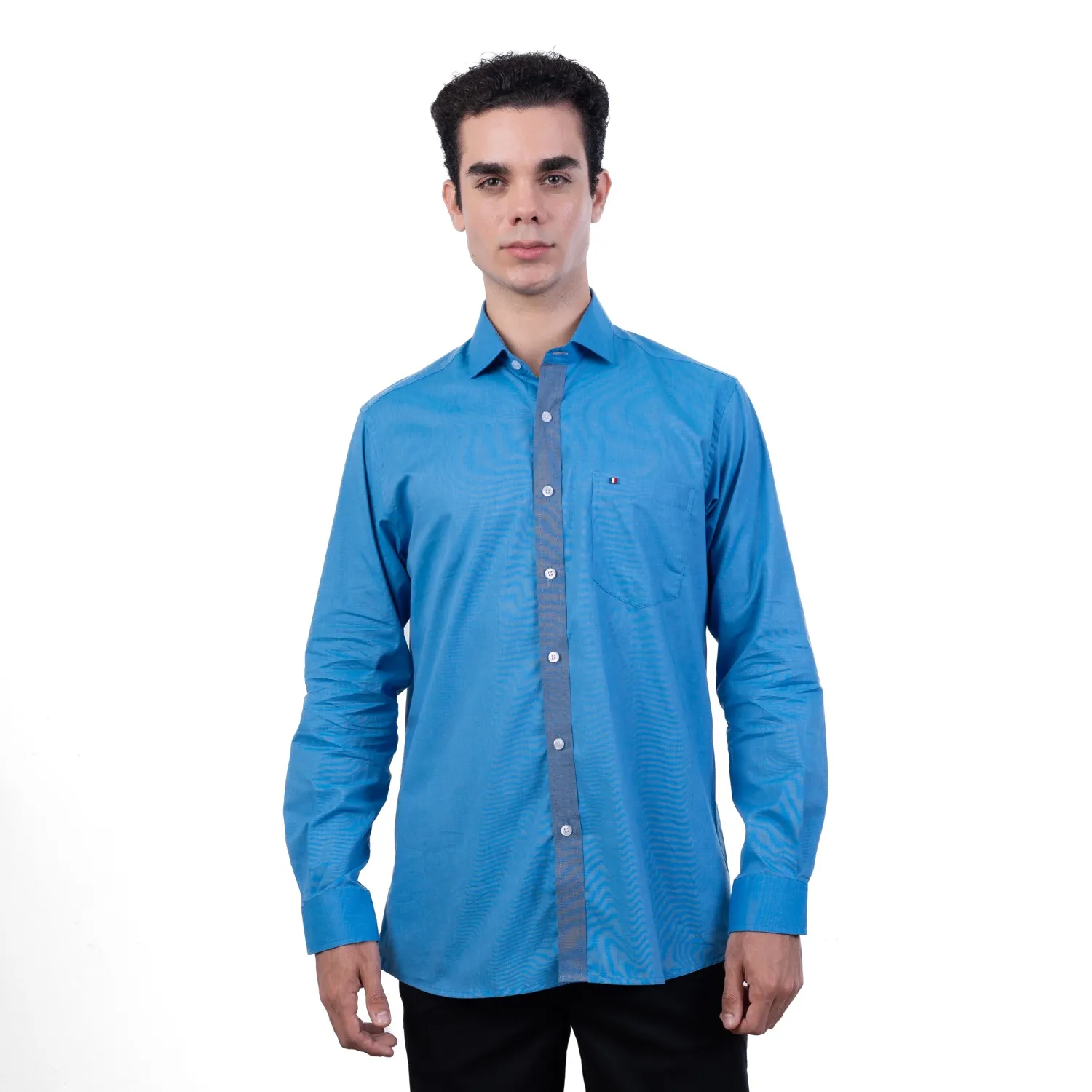 Camisa ML Color Entero Etiqueta Tessuto made in Italy con diseño Francés PC-63771CAA - Imagen 5
