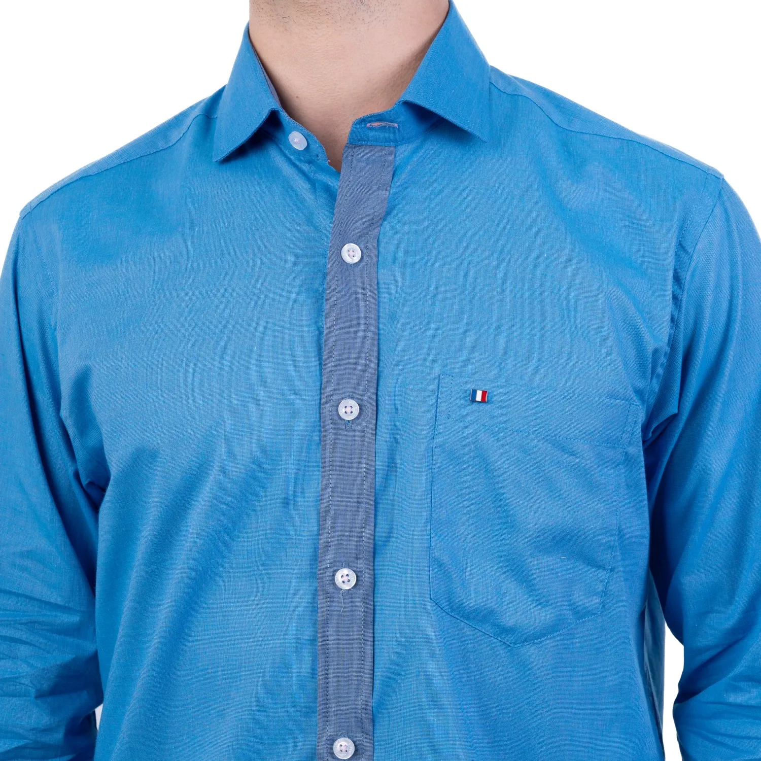Camisa ML Color Entero Etiqueta Tessuto made in Italy con diseño Francés PC-63771CAA - Imagen 4