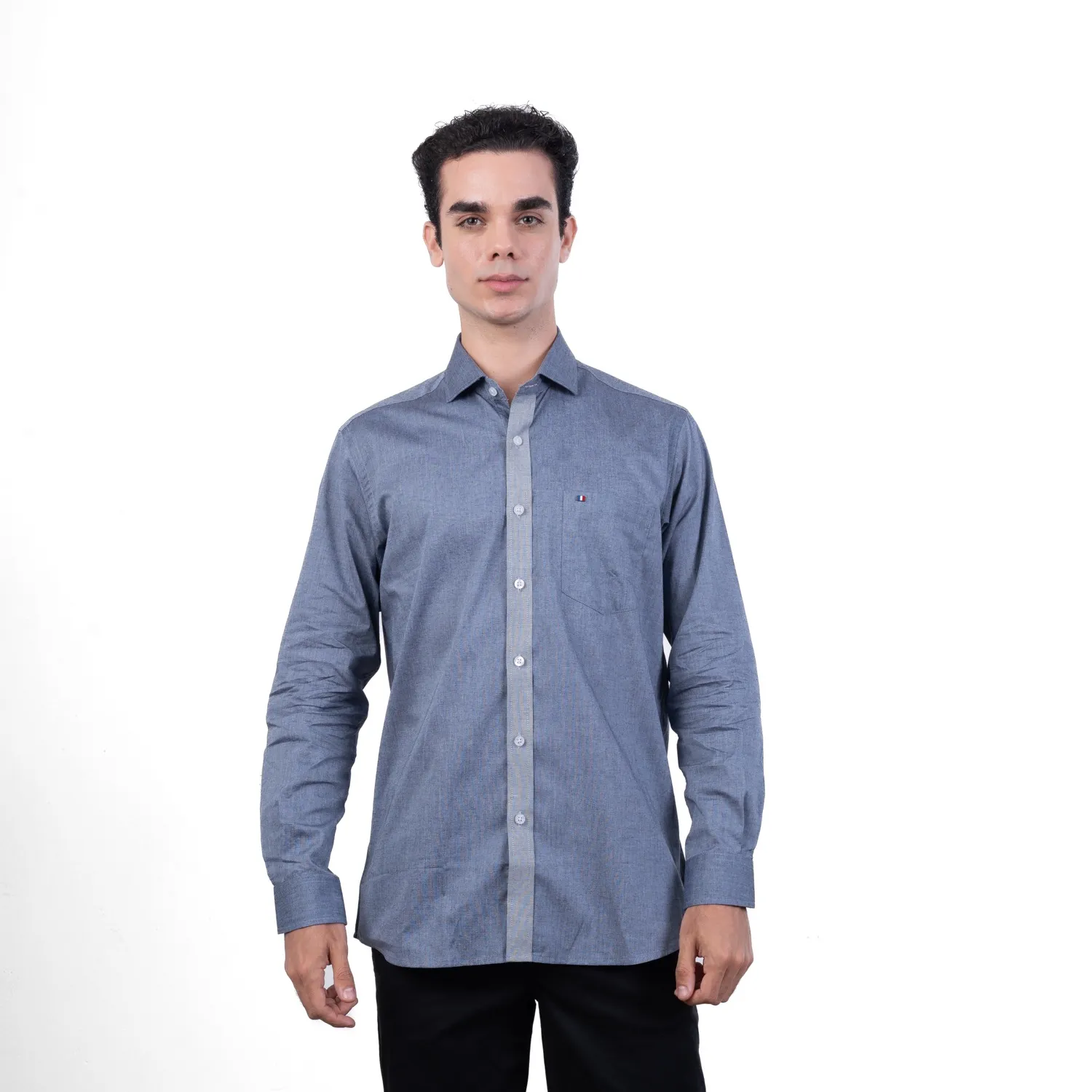 Camisa ML Color Entero Etiqueta Tessuto made in Italy con diseño Francés PC-63771CAA - Imagen 15