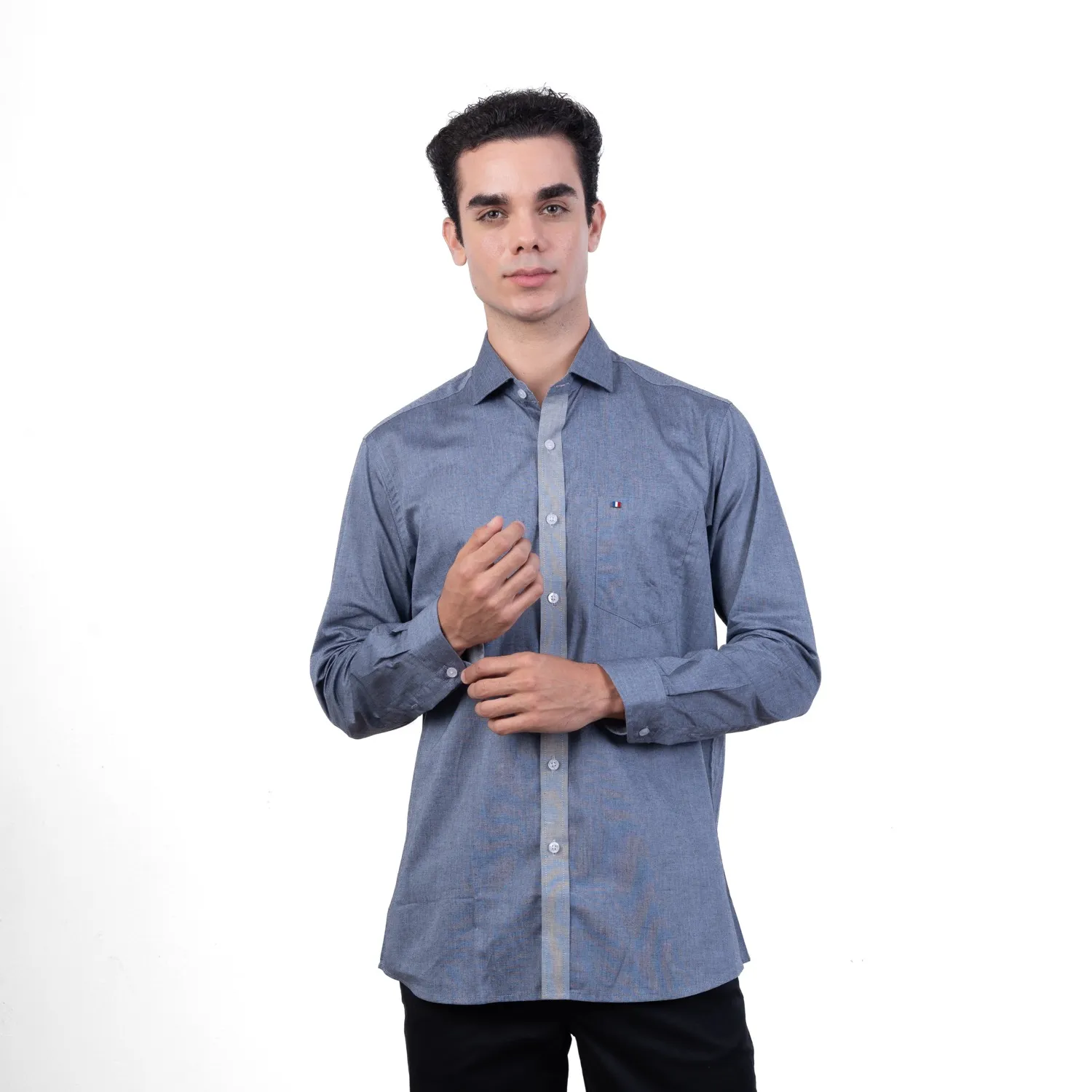 Camisa ML Color Entero Etiqueta Tessuto made in Italy con diseño Francés PC-63771CAA - Imagen 16