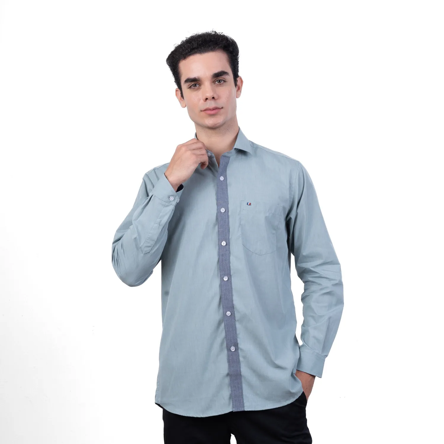 Camisa ML Color Entero Etiqueta Tessuto made in Italy con diseño Francés PC-63771CAA - Imagen 30