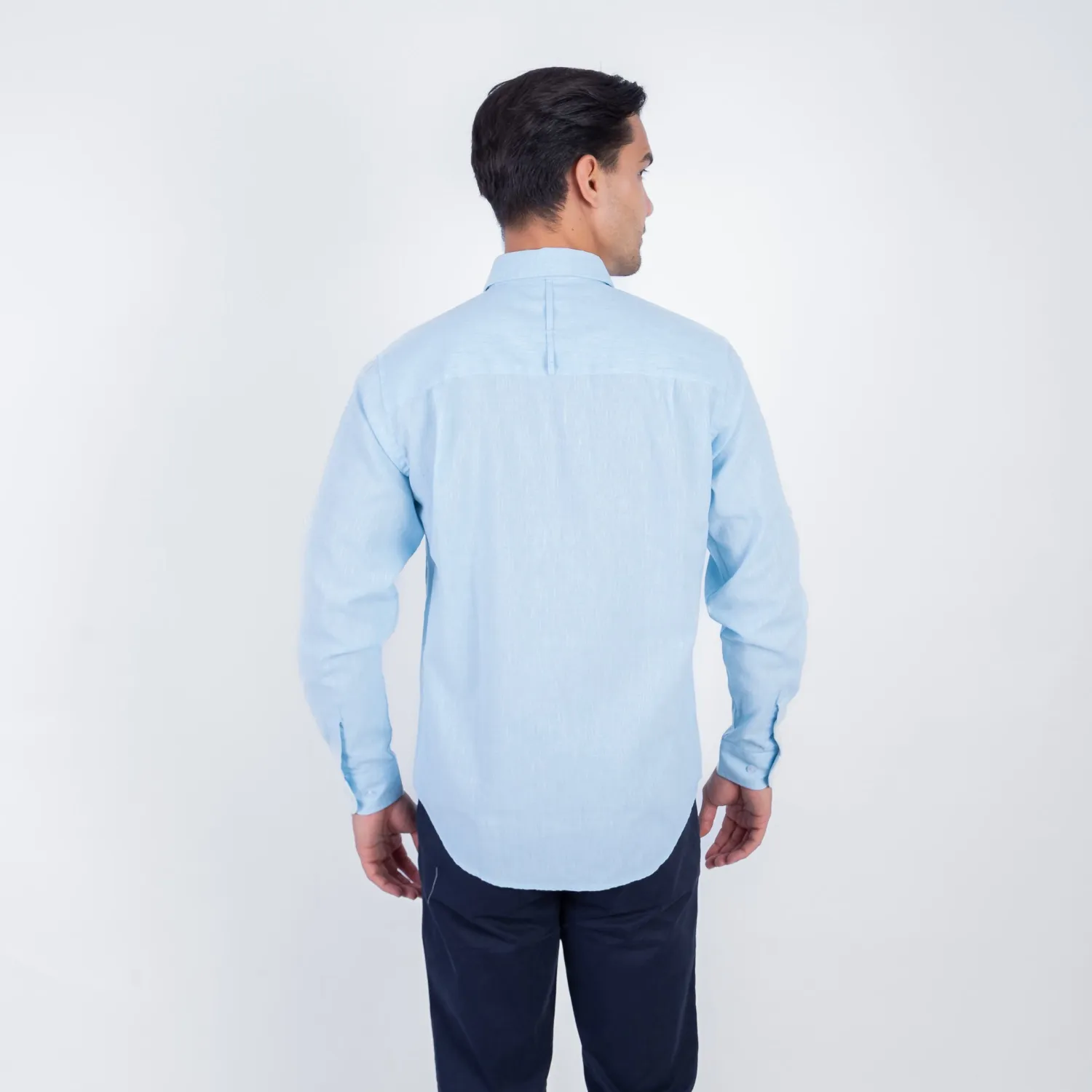 Camisa ML Color Entero con Cuello Frances Etiqueta Puro Lino Italy PC-63893CAA - Imagen 10