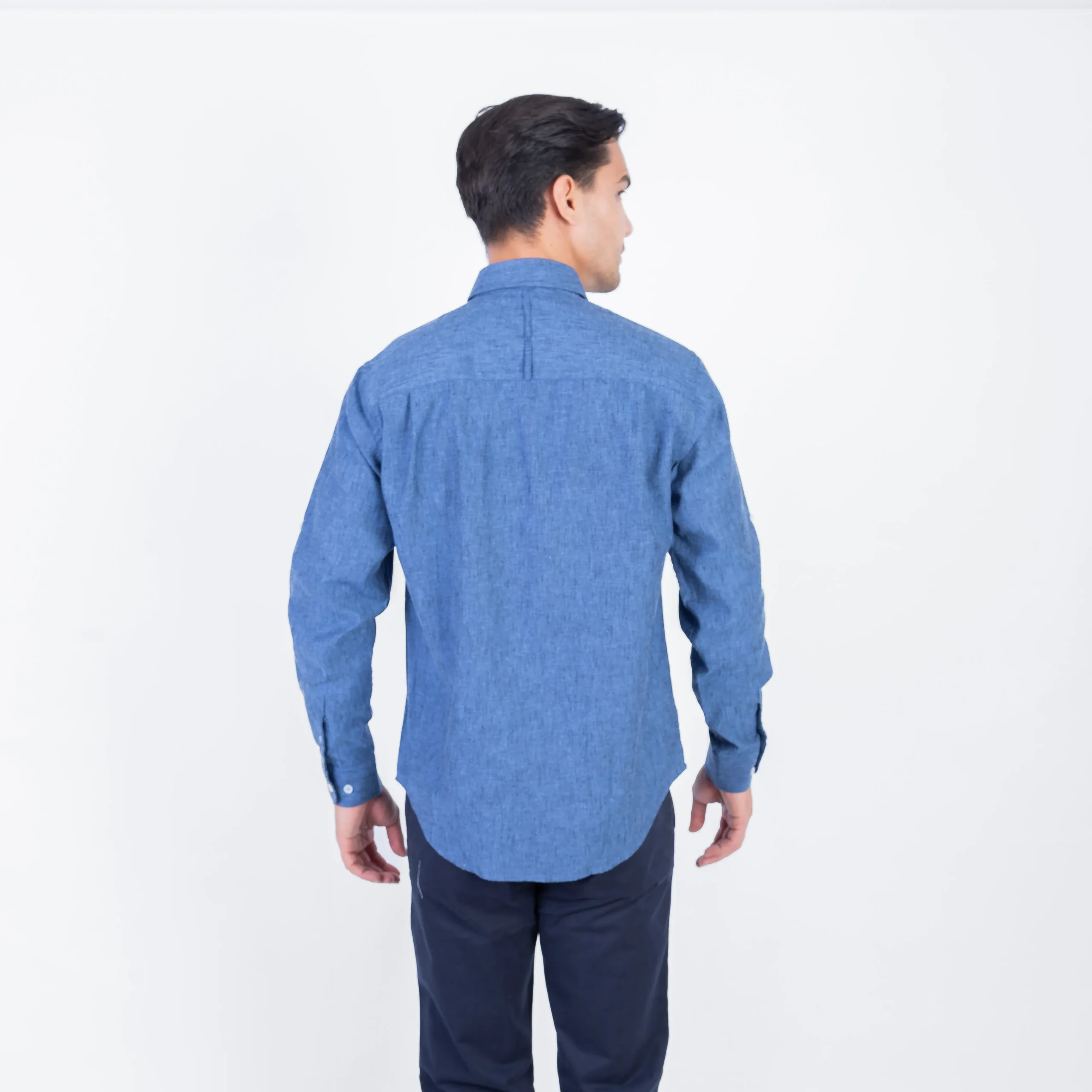 Camisa ML Color Entero con Cuello Frances Etiqueta Puro Lino Italy PC-63893CAA - Imagen 7