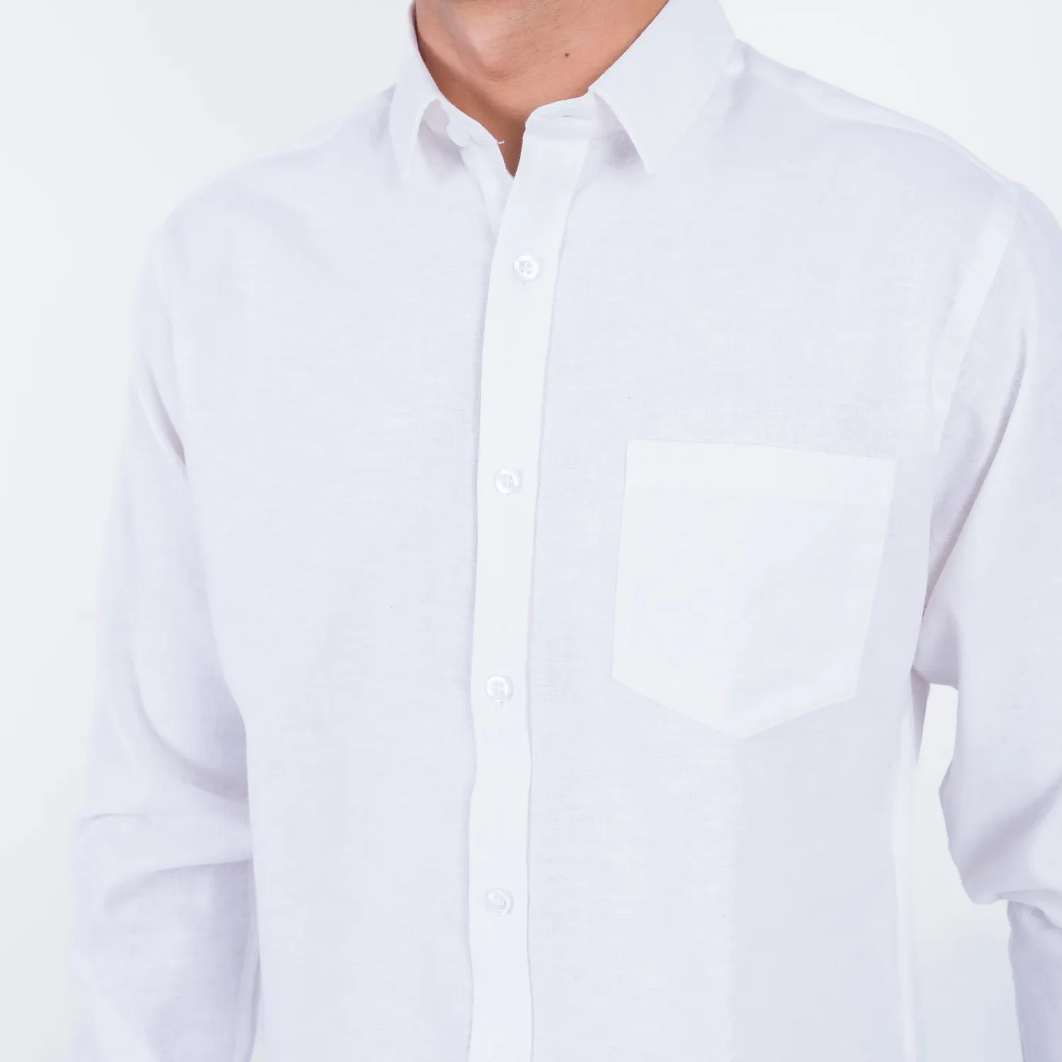 Camisa ML Color Entero con Cuello Frances Etiqueta Puro Lino Italy PC-63893CAA - Imagen 12