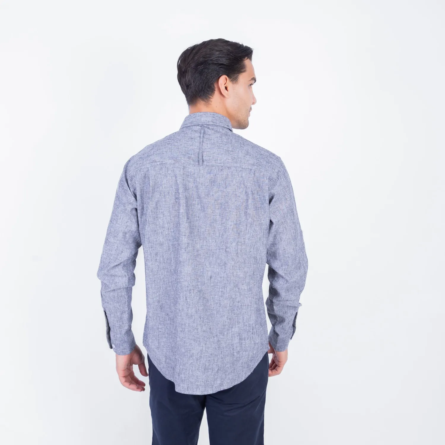 Camisa ML Color Entero con Cuello Frances Etiqueta Puro Lino Italy PC-63893CAA - Imagen 17